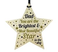 RED OCEAN Dad Memorial Birthday Card Wooden Star Daddy Memorial Ornaments Xmas Tree Decoration