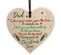 RED OCEAN DAD Memorial Christmas Tree Bauble Handmade Wooden Hanging Heart Decoration Sign Gift For DAD Keepsake