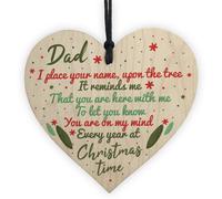 Red Ocean Dad Memorial Christmas Tree Bauble Handmade Wooden Hanging Heart Decoration Sign Gift For Dad Keepsake