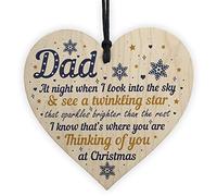 RED OCEAN Dad Memorial Gifts Christmas Tree Bauble Grave Wooden Hanging Heart Decoration Sign