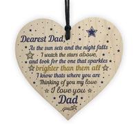 Red Ocean Dad Memorial Plaque Birthday Christmas Tree Decoration Wooden Heart Bauble Gift