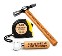Red Ocean Dad Tool Gift Set for Fathers Day - Engraved Hammer, Tape Measure & Printed Bottle Opener Gift for Dad - Funny DIY Gift Set for Dad from Son or Daughter
