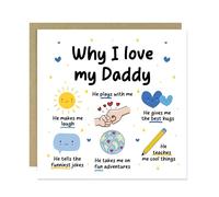 RED OCEAN Daddy Card Why I Love Daddy Card Birthday for Cute for Him Birthday From Daughter Son With Kraft Envelope Thank You Him