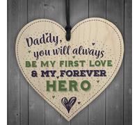 Red Ocean Daddy Forever Hero Fathers Day Gift Card From Daughter Son Wooden Hanging Heart Sign