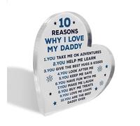Red Ocean Daddy Gifts From Son Father And Daughter Gifts Acrylic Heart 10 Reasons Why I Love You Daddy Gift From Daughter Fathers Day Christmas, Gift For Daddy Keepsake Daddy Gift Idea