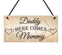 Red Ocean Daddy Here Comes Mummy Hanging Plaque Cute Page Boy Flower Girl Wedding Day Sign