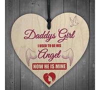 RED OCEAN Daddy's Girl Angel Wood Heart Dad Grandad Sign Grave Memorial Plaque