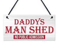 RED OCEAN Daddy's Man Shed Cave Sign Garage Hanging Plaque Fathers Day Dad Den Door Gift