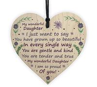 RED OCEAN Daughter Gifts From Mum And Dad Wooden Heart Daughter Birthday Keepsake