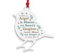Red Ocean Daughter Memorial Robin Hanging Decoration Angel in Heaven Remembrance Gift for Loss of Daughter Acrylic Keepsake 9 x 8cm