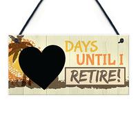RED OCEAN Days Until I Retire Chalkboard Countdown Hanging Plaque Funny Novelty Retirement Gift Sign Grandma Grandad