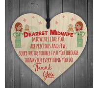 RED OCEAN Dearest Midwife Thank You For Everything Wooden Hanging Heart Plaque Gift Sign