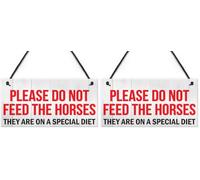 Red Ocean Do Not Feed Horse Horses Special Diet Pony Paddock Field Hanging Plaque Gate Stable Sign (Pack of 2)