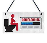 Red Ocean Downloading Funny Novelty Toilet Door Hanging Sign House Warming Bathroom Geek Wall Art Decor Plaque