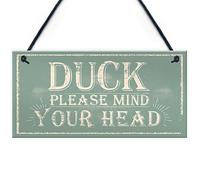 Red Ocean Duck Mind Your Head Friendship Home Gift Hanging Door Wall Plaque Notice Step Sign