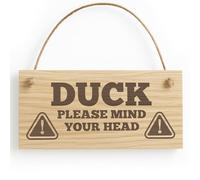 Red Ocean Duck Mind Your Head Hanging Wall Door Sign Engraved Wooden Sign Notice Step Man Cave Pub Bar Signs For Men Home Decor Friendship