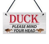 Red Ocean Duck Please Mind Your Head Friendship Home Gift Hanging Plaque Notice Step Sign