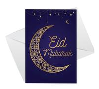 RED OCEAN Eid Mubarak Card, Happy Eid Mubarak Greetings Card, Ramadan Card For Friends, Family or Couples, Eid Cards For Men Women, A6 Greetings Card With White Envelope
