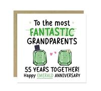 RED OCEAN Emerald Anniversary Card for Grandparents 55 Years Together Happy 55th Wedding Anniversary Cards for Nanny Grandad Grandma Square Card With Envelope