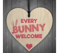 Red Ocean Every Bunny Welcome Wooden Hanging Plaque Easter Egg Hunt Sign