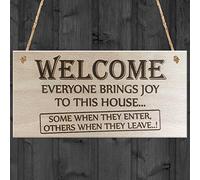 RED OCEAN Everyone Brings Joy To This House Novelty Wooden Hanging Plaque Funny Door Sign