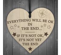 Red Ocean Everything Will Be Okay In The End Hanging Heart Wood Sign Gift