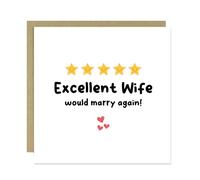 RED OCEAN Excellent Wife Card Would Marry Again Funny Card Anniversary Card Five Star Rating Valentines Day Card Funny Anniversary Card For Wife Anniversary Card With Envelope Romantic Card