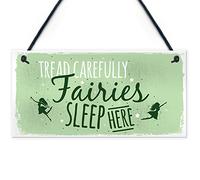 Red Ocean Fairies Sleep Here Garden Plaque Gift Fairy Shabby Chic Gardening Sign Home Decor