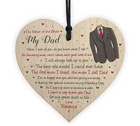 RED OCEAN Father of the Bride Personalised Wooden Heart Wedding Gift Poem Gift For Dad