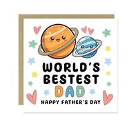 RED OCEAN Fathers Day Card For Dad Worlds Best Dad Card From Daughter Son 145x145mm With Kraft Envelope Novelty Happy Father's Day Cards For Father Daddy
