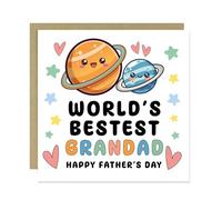 RED OCEAN Fathers Day Card For Grandad Worlds Best Grandad Card From Granddaughter Grandson 145x145mm With Kraft Envelope Happy Father's Day Cards For Grandfather Grandparents