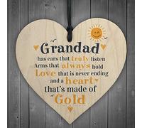 Red Ocean Fathers Day Wooden Heart Plaque Dad Grandad Grandpa Birthday Gift From Grandchildren