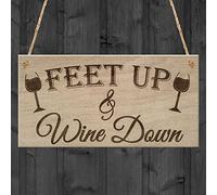 RED OCEAN Feet Up Wine Down Alcohol Relaxation Friendship Gift Sign Hanging Plaque Retirement House Warming Gift