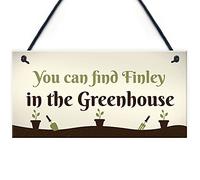 RED OCEAN Find Me In The Greenhouse Personalised Wall Sign Vegetable Garden Sign