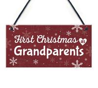 Red Ocean First 1St Christmas As Grandparents Plaque Xmas Gift For Nan Grandad Mum Dad
