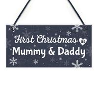 Red Ocean First 1St Christmas As Mummy Daddy Plaque Baby Xmas Gift For Mum Dad Decoration