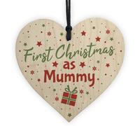 Red Ocean First 1St Christmas As Mummy Tree Decoration Bauble Handmade Wooden Heart Gift For Mum Keepsake