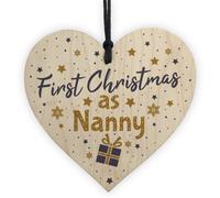 Red Ocean First 1St Christmas As Nanny Tree Decoration Bauble Handmade Wooden Heart Nan Gift Keepsake
