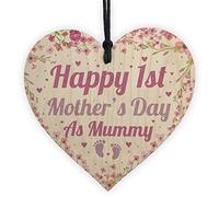 RED OCEAN First 1st Mothers Day Card Wooden Heart Mummy Gift Mum Gift Keepsake Plaque