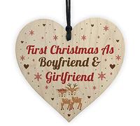 RED OCEAN First Christmas As Boyfriend And Girlfriend 1st Christmas Bauble Couple Gift Wooden Heart