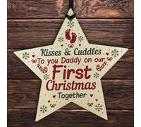 Red Ocean First Christmas As Daddy Handmade Wooden Star Tree Decoration Bauble Daddy Gifts From Bump Newborn From Baby Gifts