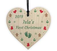RED OCEAN First Christmas Bauble Wooden Heart Babys 1st Christmas Bauble Gift Keepsake