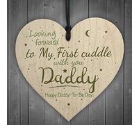 RED OCEAN First Cuddle Daddy From Bump Gifts Wood Heart Dad To Be Father Funny Card Baby Son Daughter Present