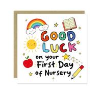 RED OCEAN First Day Of Nursery Card For Son Daughter GOOD LUCK CARD With Kraft Envelope 1st Day At Nursery For Granddaughter Grandson Cute