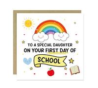 RED OCEAN First Day Of School Card For Daughter With Kraft Envelope 1st Day At School Primary Good Luck Card For Daughter From Mum Dad Back To