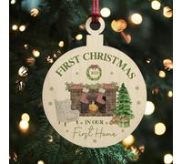 Red Ocean First Home Christmas Tree Decoration Hanging Wood Bauble Gift For Couple New Home Gift For Him Her Keepsake