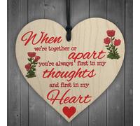 Red Ocean First In My Thoughts First In My Heart Wooden Hanging Heart