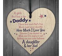 RED OCEAN First Love Daddy Fathers Day Dad Gift For Him From Daughter Hanging Wood Heart Sign