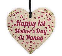 Red Ocean First Mothers Day Gift 1st Mothers Day Card Wooden Heart Nanny Gift Nan Gift Keepsake Plaque