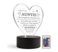 Red Ocean For Best Auntie Ever LED Heart Sign Thank You For Auntie From Niece Nphew Birthday Christmas Keepsake Sign